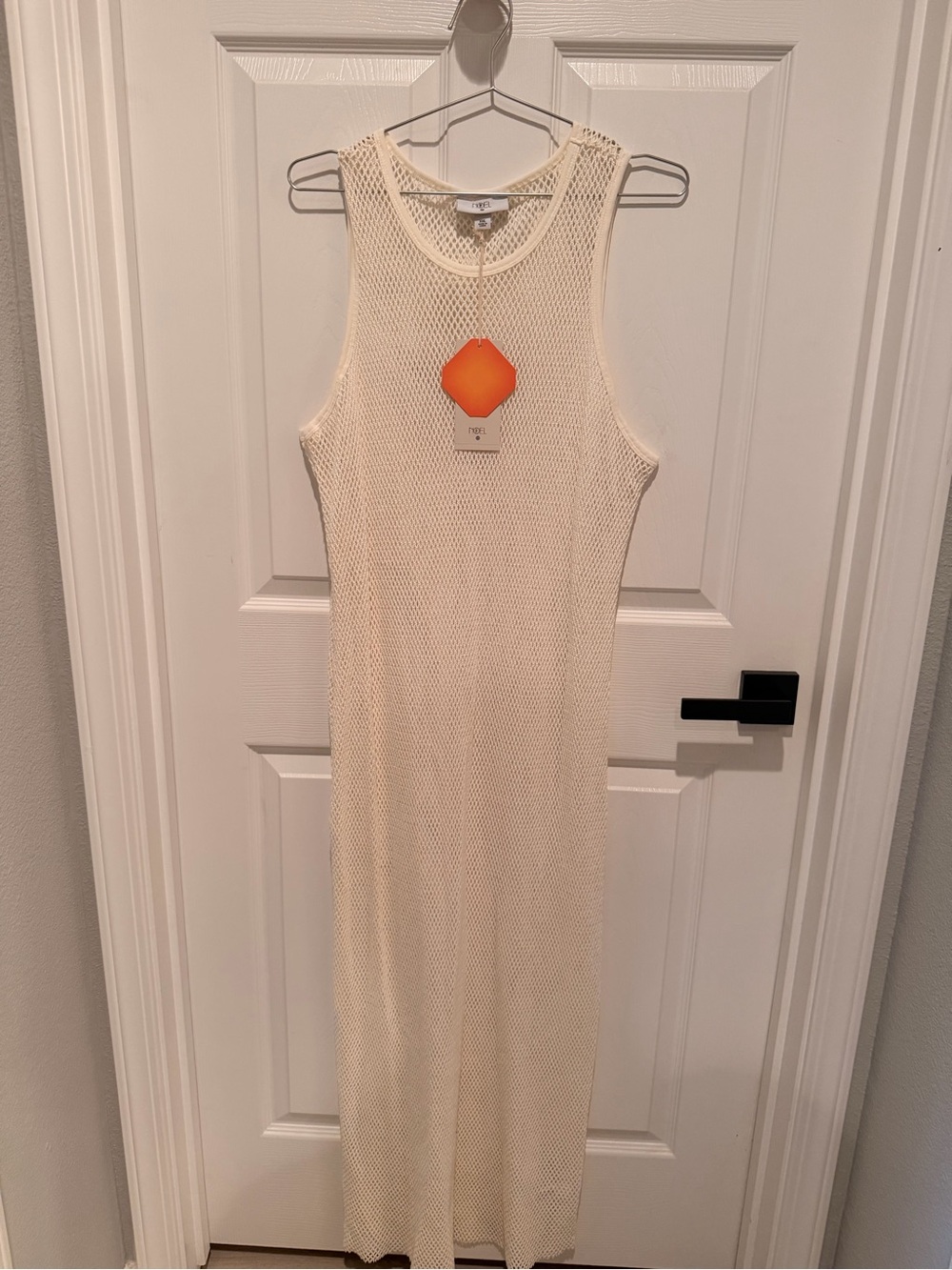 Noel Cream Crochet Mesh Swim Cover Up Dress